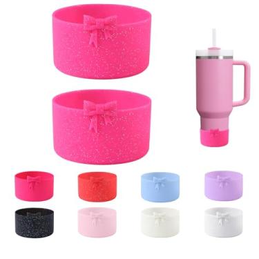 Imagem de CDYLDXG 2 peças de bota protetora de silicone com laço em pó com glitter, compatível com Stanley Cup 20/30/1,134 g, para Stanley Boot for Stanley Cup Accessories, para Hydroflask Boot 340.2-680.4 g