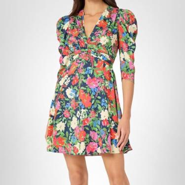 Imagem de Shoshanna Vestido feminino Chelsea floral Natalya, Azul-marinho multi, 36