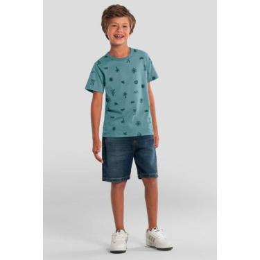 Imagem de Camiseta infantil menino de coqueiros Brandili - Azul, 8, Azul