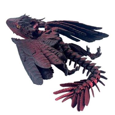 Imagem de Dragão Wyvern emplumado impresso em 3D articulado com asas - SGYYSG