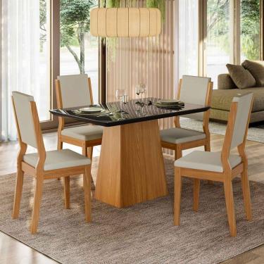 Imagem de Conjunto Sala De Jantar Mesa Barbara 1,20m Com 4 Cadeiras Carol Ypê/preto/ja01 - New Ceval 