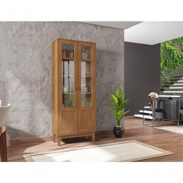 Imagem de Cristaleira íris 2 Portas C/ Prateleiras Para Vinhos E Taças Cedro