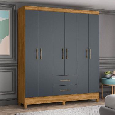 Imagem de Guarda Roupa Casal Ambiente Panamá 6 Portas Freijó Cinza - Moval