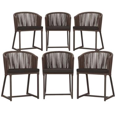 Imagem de 6 Cadeiras De Jantar área Noronha Marrom E9 Trama  Marrom