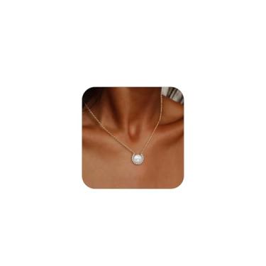 Imagem de Colar banhado a ouro rosa 18K para mulheres, joias delicadas, presentes modernos para ela, corrente ajustável de 40 cm + 5 cm de extensão, Banhado a ouro, Pérola