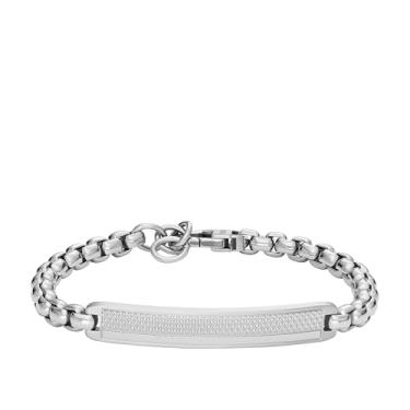 Imagem de Fossil Pulseira masculina Knox de aço inoxidável com textura serrilhada (modelo: JF04767040), One Size, Aço inoxidável, Sem Pedra Preciosa