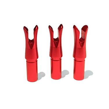 Imagem de SHARROW 12 peças de Nocks de flecha de liga de alumínio para tiro com arco e flecha de 0,6 cm de diâmetro interno para prática de tiro de velocidade do eixo de flecha (vermelho)