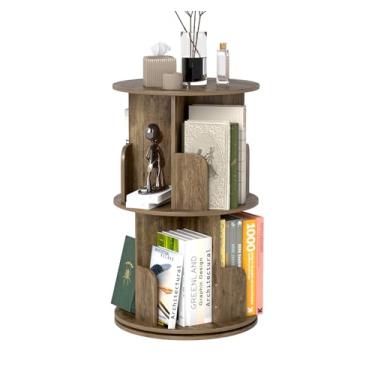 Imagem de Suuiwau Estante rotativa de 2 camadas, estante de canto giratório de 360°, suporte de armazenamento para sala de estar, quarto, escritório, quarto de crianças