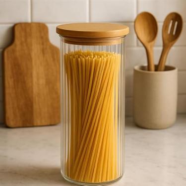 Imagem de Pote Porta Mantimento Redondo Bambu Alice 1200ml Vista Home