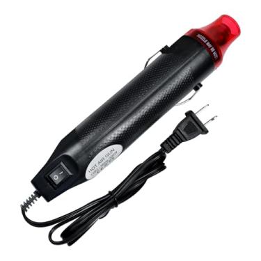 Imagem de Pistola de calor para artesanato, mini pistola de ar quente para artesanato DIY, pistola de aquecimento, ferramenta de pistola de calor portátil para gravação em relevo e tinta de secagem (preta)