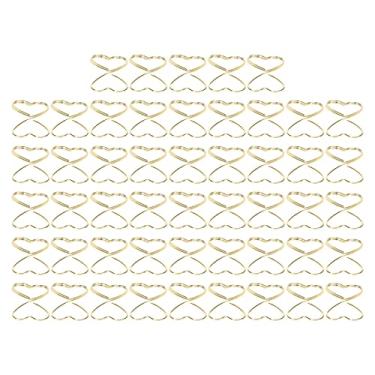 Imagem de Porta-cartões de lugar Porta-números de mesa Clipes de cartão de lugar 50 peças formato de coração clipes de cartão de fio de aço com ângulo ajustável colorido para decorações de