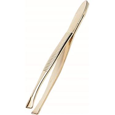 Imagem de Pinça 78mm Dourada, Ponta Reta, Aço Carbono, 6119B, Marco Boni, 1 Unidade