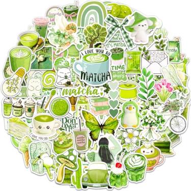 Imagem de Adesivos de garrafa de água, 100 peças, verde matcha, pacote de adesivos fofos, adesivos de vinil à prova d'água para garrafas de água, scrapbook, notebook, Kindle, diário, skate, malas, guitarra