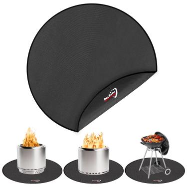 Imagem de DocSafe Tapete de fogueira de 91 cm para fogueira de fogão solo, 4 camadas à prova de fogo dupla face à prova de fogo protetor para deck, pátio, tapete redondo para churrasco, almofada de lareira