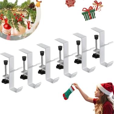 Imagem de Cabides de meia 2 em 1 para suportes de cornija e lareira – Ganchos ajustáveis sem broca para guirlanda de lareira de Natal para decoração de casa de férias