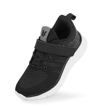 Imagem de Tobfis Tênis esportivo de corrida com alça de suporte de arco para meninos e meninas e crianças, respirável para caminhada escolar, melhor para pés chatos (bebês/crianças grandes), Preto, 13 Little