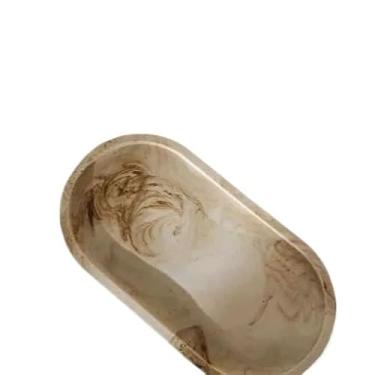 Imagem de Bandeja Decorativa Oval Multiuso | Marmorizado | Porta Jóias | Acessórios | Porta Velas(Marmorizada Marrom)