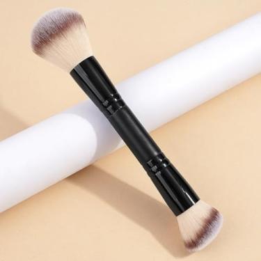 Imagem de 1 pincel de maquiagem de ponta dupla, para misturar e aplicar blush e contorno, portátil para destacar (preto)