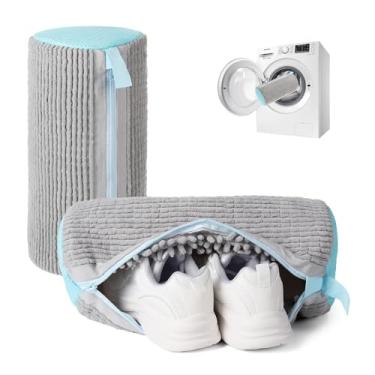 Imagem de IcosaMro Bolsa para máquina de lavar sapatos, bolsa de lavanderia para lavadora e secadora, reutilizável, 2 peças, sacos de limpeza de sapatos para tênis (cinza - pacote com 2)