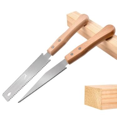 Imagem de GOLD DEER Conjunto de 2 peças de serra manual japonesa de corte nivelado e serra de dois gumes TPI 11/17 SK5 Lâmina flexível e cabo de madeira, ferramentas de marcenaria para bricolage, artesanato