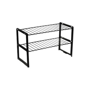 Imagem de Prateleira Suspensa de Metal para Pia, 105x28x79 cm, Preta, com Sistema de Drenagem, Organizador de Cozinha