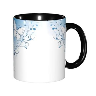 Imagem de Zeraoke Caneca de café criativa com estampa de flores e borboletas, personalizada, presente para família, tamanho de 325 ml, unissex