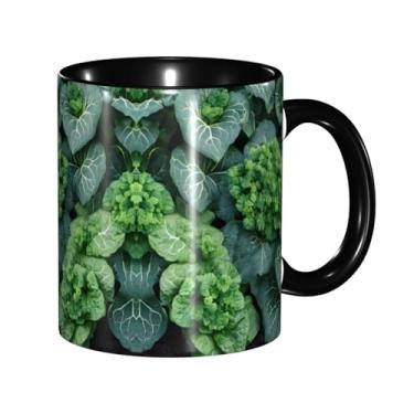 Imagem de Zeraoke Canecas de café criativas com impressão de suculentas verdes, personalizadas, presente para a família, tamanho de 325 ml, unissex