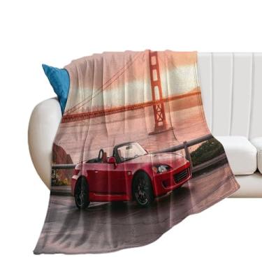 Imagem de HouLaiZhe Cobertor Super Macio Flanela Vermelho S2000 Ponte Golden Gate JDM Cobertores de Refrigeração Leve para Sofá-Cama Cadeira Sofá Carro Viagem ao Ar Livre Leve Quente 152 cm x 203 cm