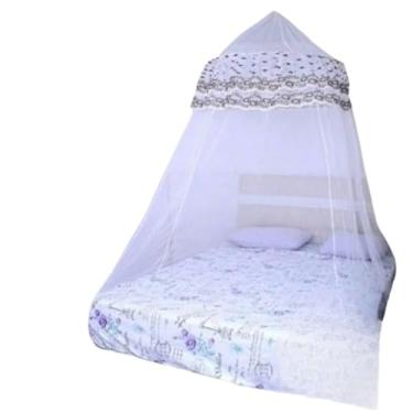 Imagem de Mosquiteiro de Teto Casal com Babados Bordados, Mosquiteiro para Cama Box Queen, Proteção Contra Mosquitos e Insetos(branco)