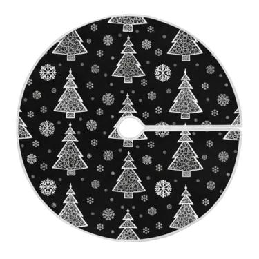 Imagem de Wassud Saia para árvore de Natal branca, decoração de árvore de Natal, enfeites de Natal, tapete de árvore grande para decoração de festa de ano novo, 121 cm