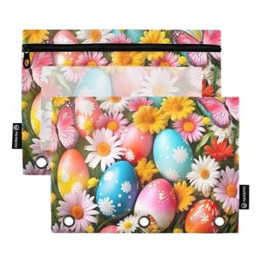 Imagem de Wassud Ovos e borboletas coloridos (2) pacote com 2 pastas para fichário, 3 furos, pastas de bolso, organizador de fichários para casa, escritório