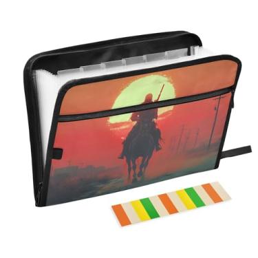 Imagem de CEBUGI Pasta expansível de 13 bolsos, impermeável, sanfonada, organizador de arquivos com etiquetas tamanho A4, organizador de documentos de papel para escola, material de escritório, caveira