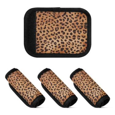 Imagem de Qilmy Embalagem com alça de bagagem com estampa de leopardo, 2 unidades, identificadores de bagagem, etiqueta confortável, alças para carrinho de bebê, mala de viagem, acessórios de viagem de avião173