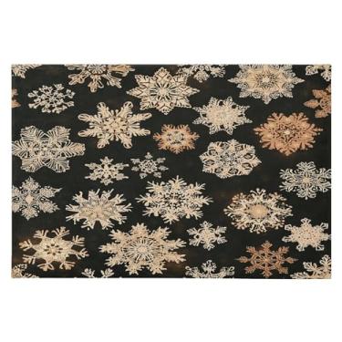 Imagem de CEBUGI Tapete de área 60 x 90 cm macio lavável tapete antiderrapante com revestimento de borracha flocos de neve escuros tapetes de área para sala de estar, quarto, decoração de casa