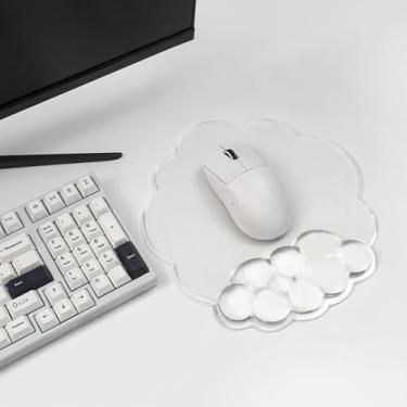 Imagem de Mouse pad com descanso de pulso em gel, suporte ergonômico de pulso para laptop, mouse para alívio da dor para escritório ou jogos (nuvem transparente)