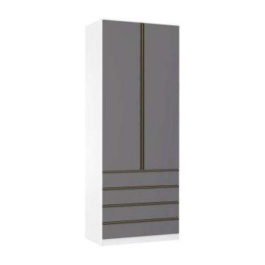 Imagem de Guarda Roupa 2 Portas 90cm Branco Ff Com Cinza Puro