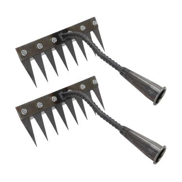 Imagem de Zhjvihx 2 PCS Ancinho de Capina, Aço Manganês 8 Dentes Mão Weeder Ferramenta Extrator de Ervas Daninhas Com Aperto Ergonômico, para Jardinagem Gramado Cuidados Quintal Fazenda Estufa