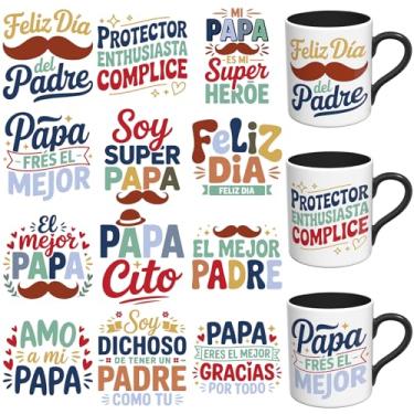 Imagem de XRTHGS 12 peças adesivos UV DTF estilo dia dos pais espanhol UV DTF adequado para canecas, óculos, cadernos, computadores, mesas e cadeiras, etc. para criatividade DIY, papel de transferência de alta