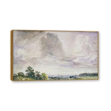 Imagem de NHLDZYH Moldura de teca. Arte em tela emoldurada estilo constable (paisagem 86), impressões de parede de paisagem inglesa, decoração de parede com tema de natureza para quarto ou escritório. 70 x 119