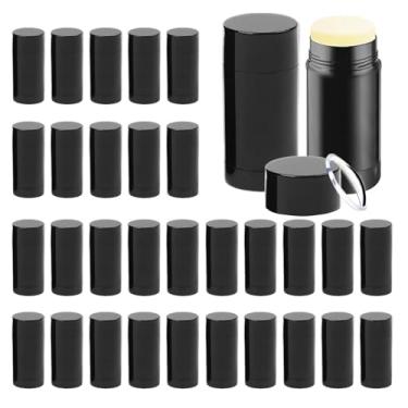 Imagem de meleg otthon 30 recipientes desodorantes vazios de 30 ml, 30 ml, recipientes desodrantes recarregáveis à prova de vazamento, frascos de desodorante preto, tubos redondos para batom e giz de cera