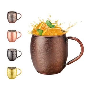 Imagem de UNISWEET Canecas Moscow Mule - Canecas gravadas de artesanato fino banhado a cobre de 510 g, copos de mule revestidos de aço inoxidável, para bebidas frias, cerveja, vinho, bares, festas (cobre