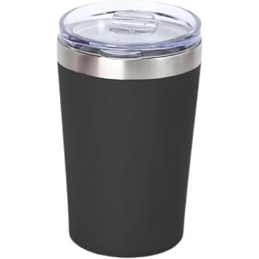 Imagem de Copo Térmico de Aço Inoxidável 350ml com Tampa Giratória Antiderrapante - Design Duplo Isolante e Impermeável (preto)