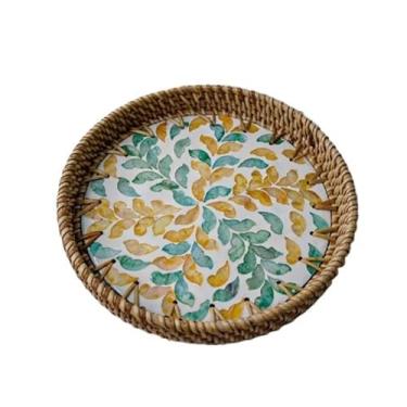 Imagem de Fruteira Disco de emenda de casca simples, prato de frutas, café da manhã, pão, dim sum, cesta de frutas Decoração de mesa(Colored green bar)