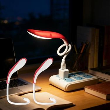 Imagem de Pacote com 2 lâmpadas USB flexíveis e portáteis para leitura, mini luz noturna com pescoço de ganso para laptop, teclado portátil e uso em viagens