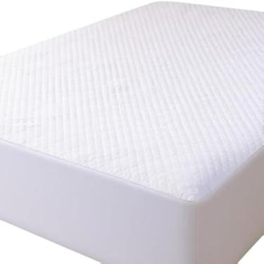 Imagem de Capa protetora colchao casal, tecido respiravel, protecao total, macio, lavavel, branco, fino, capa.