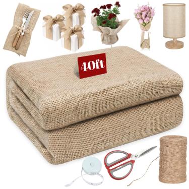 Imagem de Himake Rolo de tecido de serapilheira de 102 cm x 12 m, envoltório de árvore de serapilheira, tecido de jardim de juta natural para cobertura de plantas ao ar livre, pano de barreira de ervas daninhas