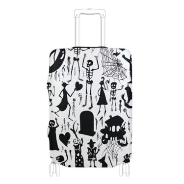 Imagem de Joisal Capa protetora de mala de viagem fofa esqueletos de Halloween animais preto anti-arranhões gráfico viagem férias essenciais, P, serve para capa de 45 a 50 cm, Esqueletos de Halloween, animais
