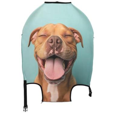Imagem de Joisal Pitbull marrom engraçado protetor de bagagem de cachorro capa de viagem antiarranhões acessórios de viagem estampas de manga de mala, Cachorro engraçado Pitbull marrom, S 18-20 in, Capa de mala