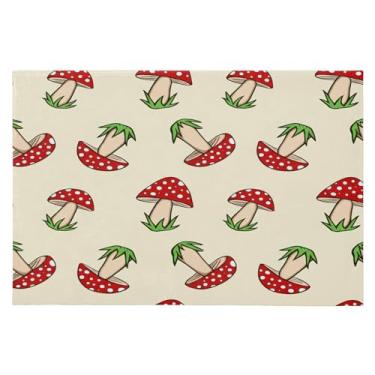 Imagem de Wassud Tapete de porta de cogumelos manchados 61 x 89 cm, tapete de área lavável antiderrapante com suporte de borracha, tapete macio e macio para sala de estar, quarto, entrada, entrada