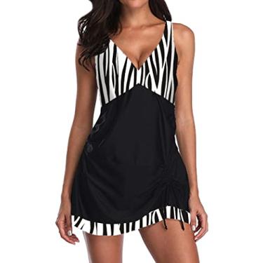 Imagem de Tingpai 2022 amazon novo maiô sexy estampado peito saia ada duas peças divididas roupas de banho fe nas de comércio exterior 恤款 camiseta list da XL